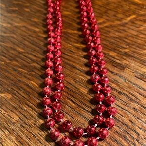 Source Unknown Red Shiny Beaded Multi-Strand Kids Necklace